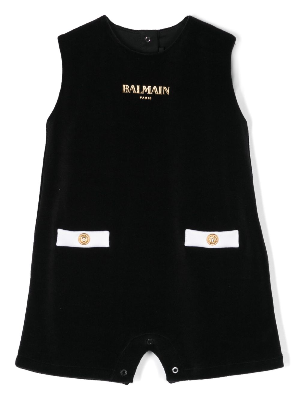 Balmain Kids logo印花连体短裤 - 黑色