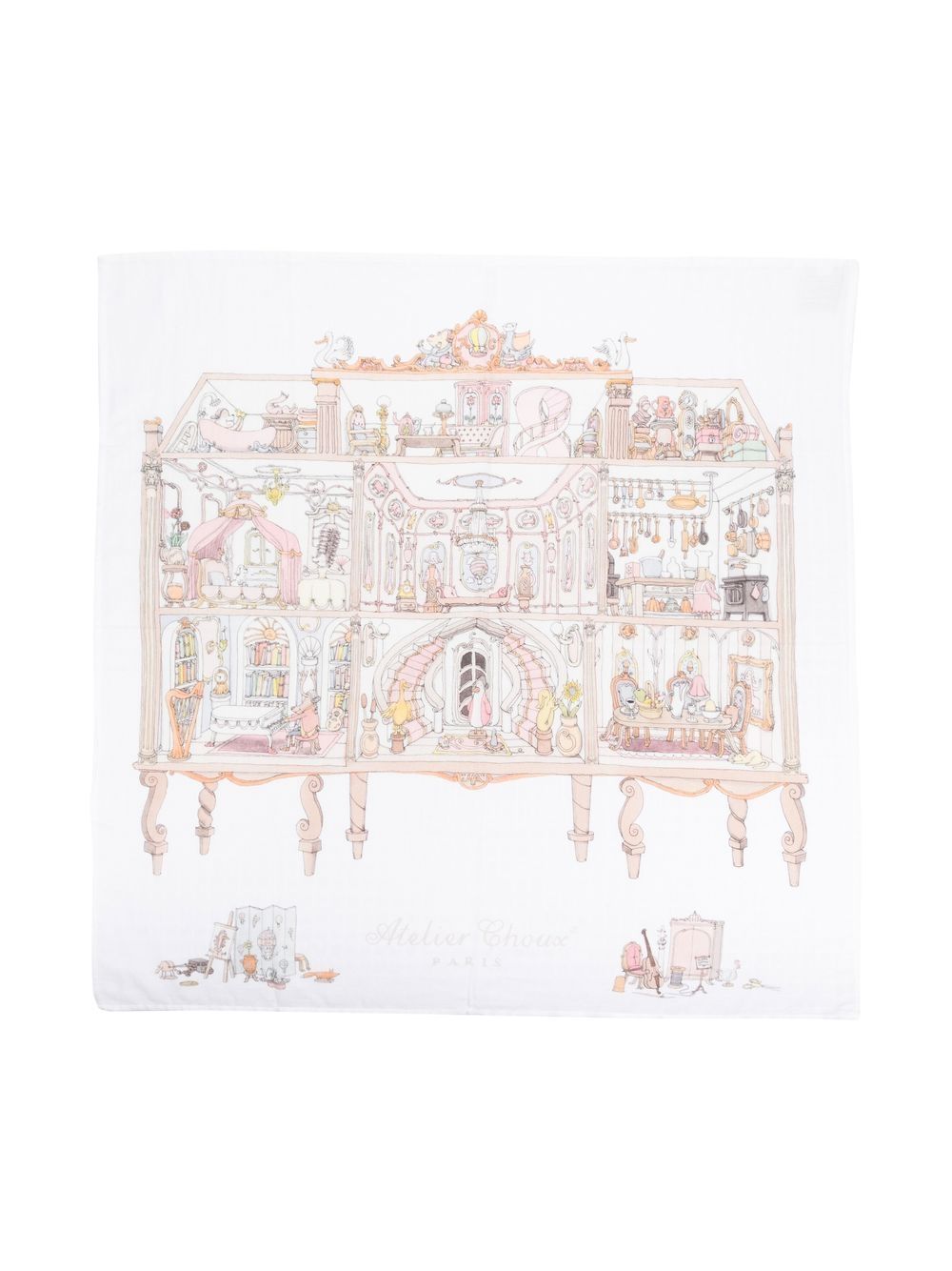 Atelier Choux 图案嵌花针织毯子 - 白色