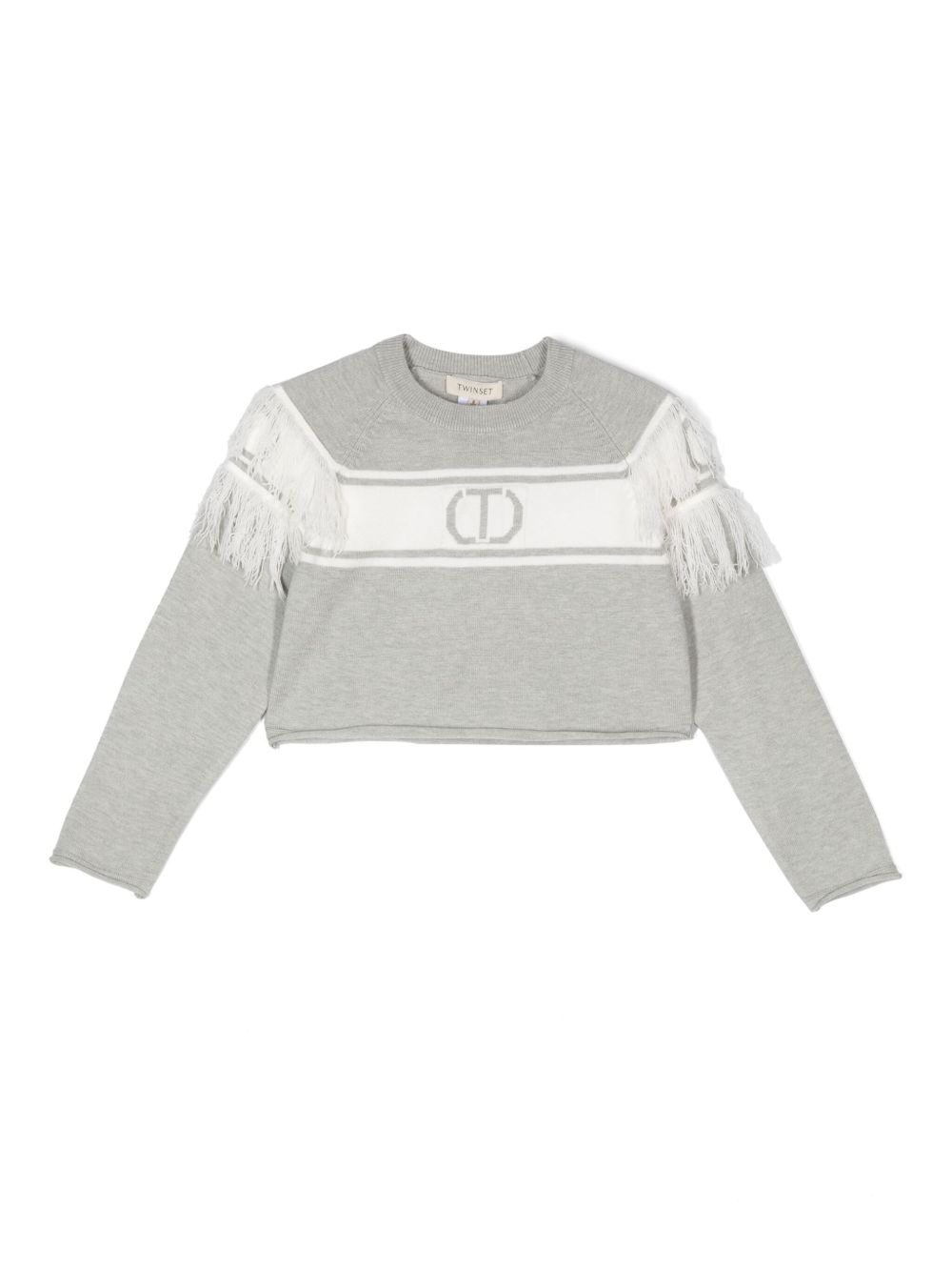 TWINSET Kids logo嵌花毛衣 - 灰色
