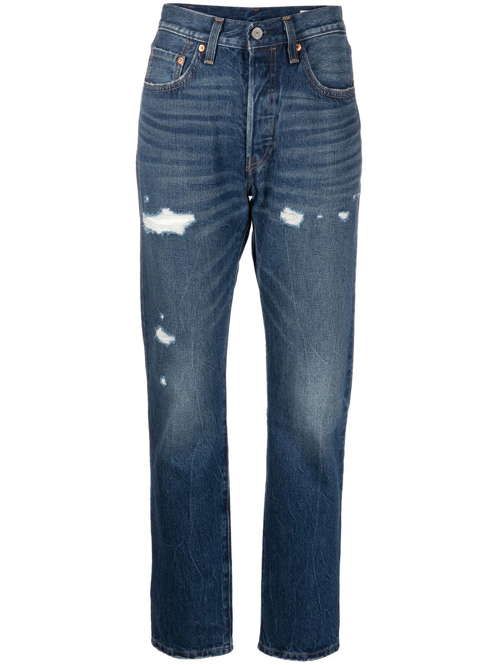 Levi's 高腰直筒牛仔裤 - 蓝色