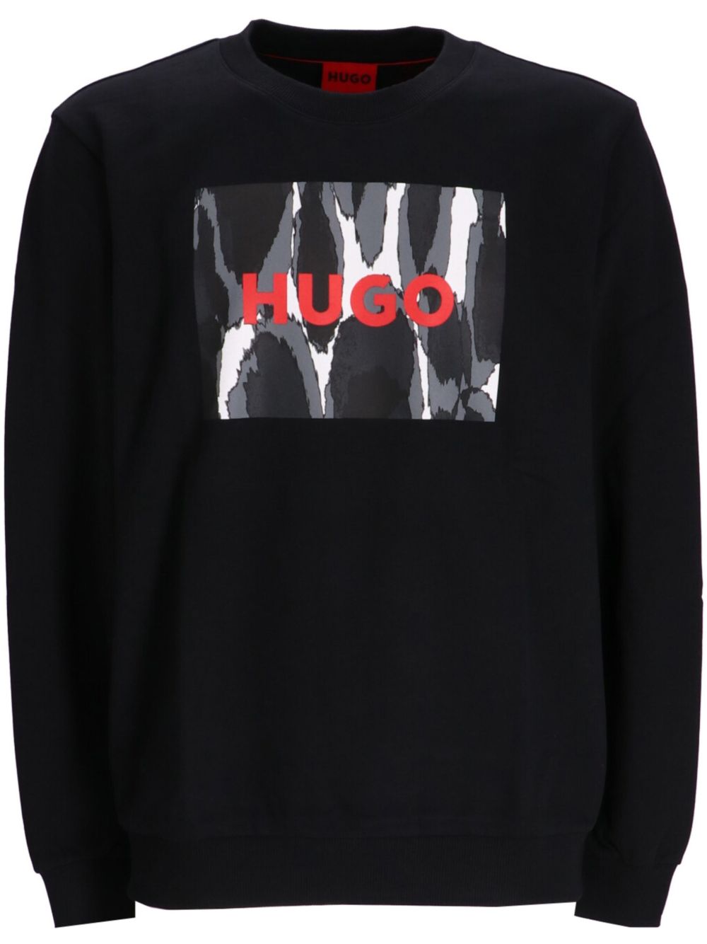 HUGO logo印花棉卫衣 - 黑色