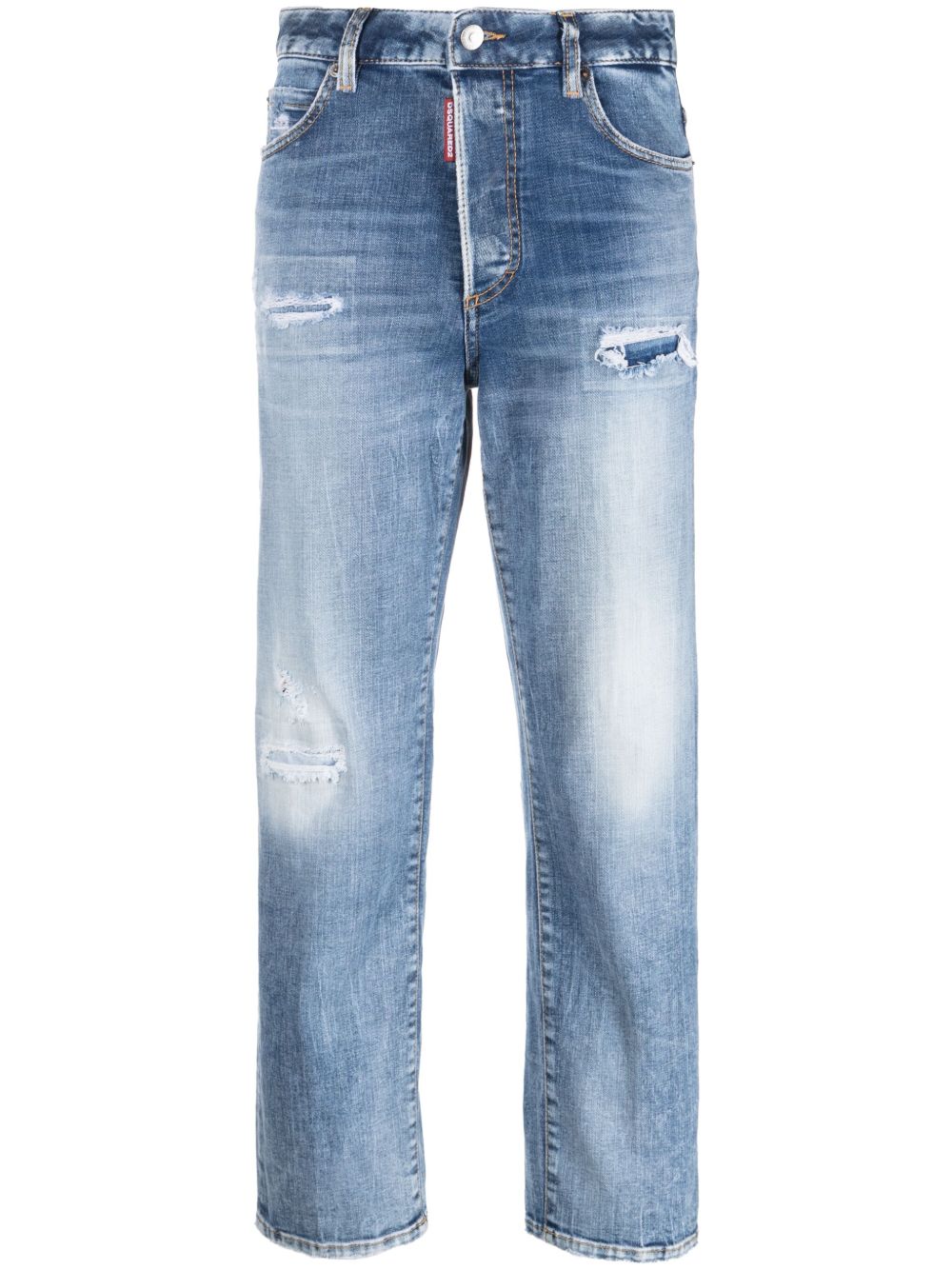 DSQUARED2 高腰直筒牛仔裤 - 蓝色