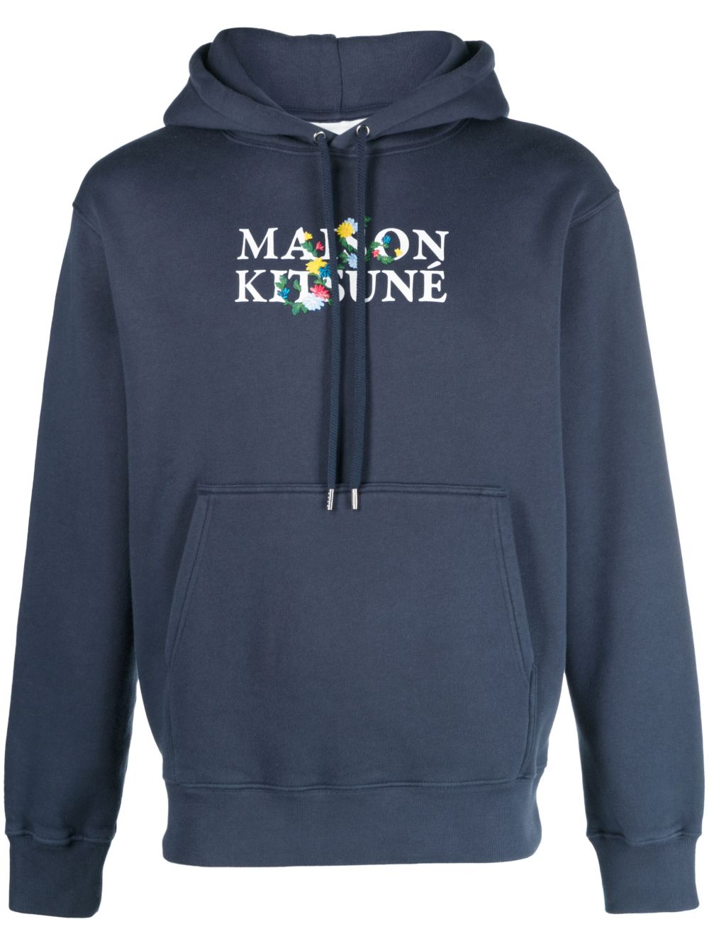 Maison Kitsuné logo印花棉连帽衫 - 蓝色