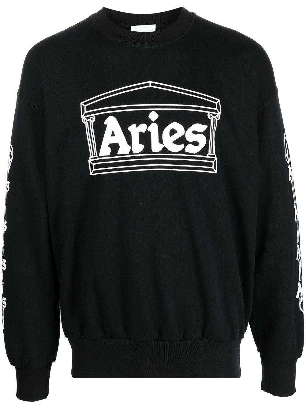 Aries logo印花长袖上衣 - 黑色