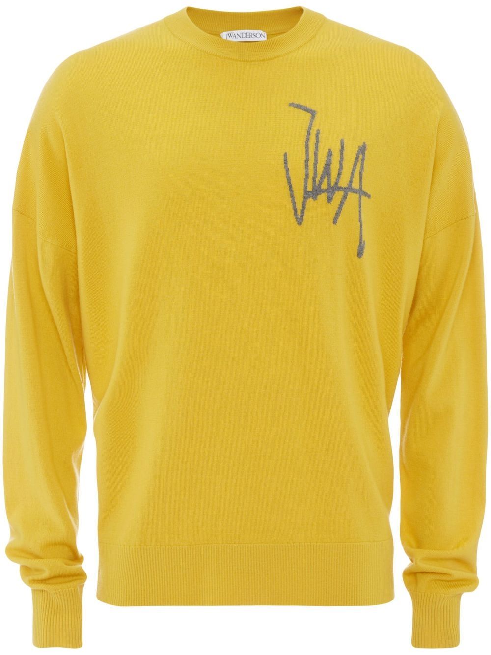 JW Anderson logo刺绣毛衣 - 黄色