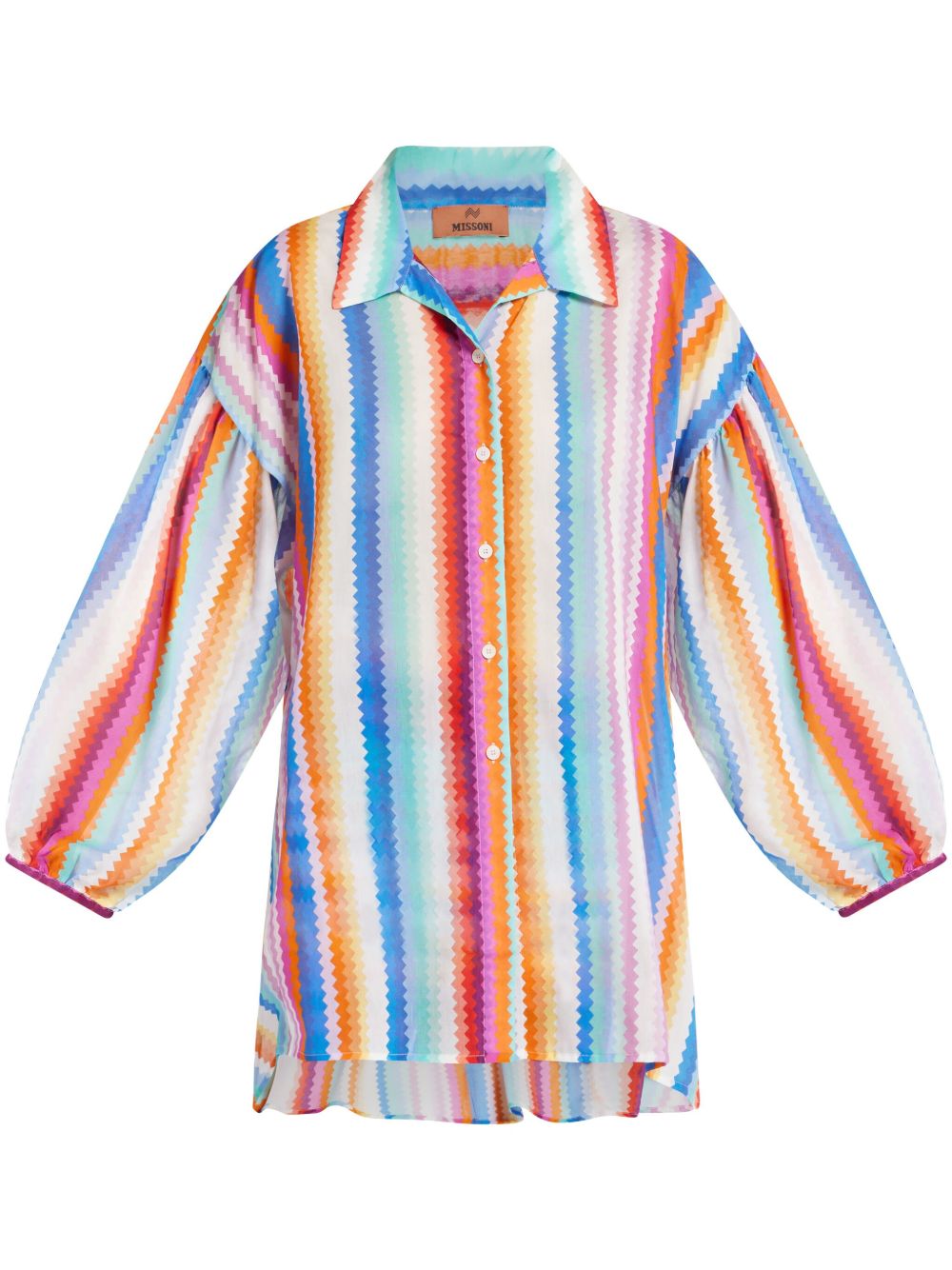 Missoni Z字形印花棉混纺衬衫 - 蓝色