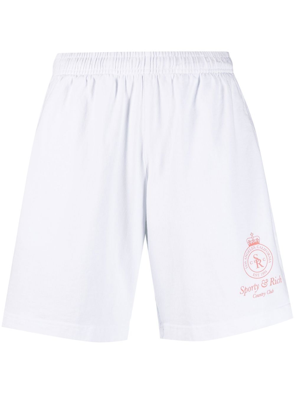 Sporty & Rich logo印花短裤 - 白色