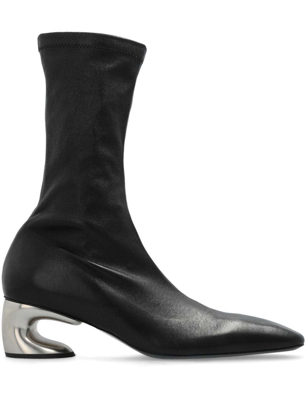 Jil Sander 对比鞋跟中跟及踝靴（6厘米） - 黑色