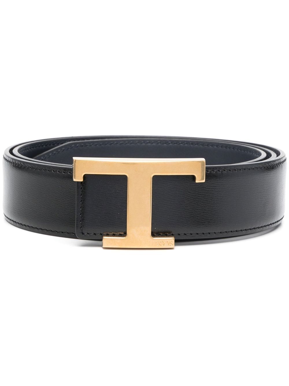 Tod's logo扣环皮质腰带 - 黑色