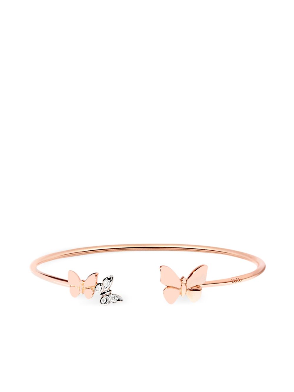 Dodo 9kt rose gold Butterfly diamond bangle bracelet - 粉色