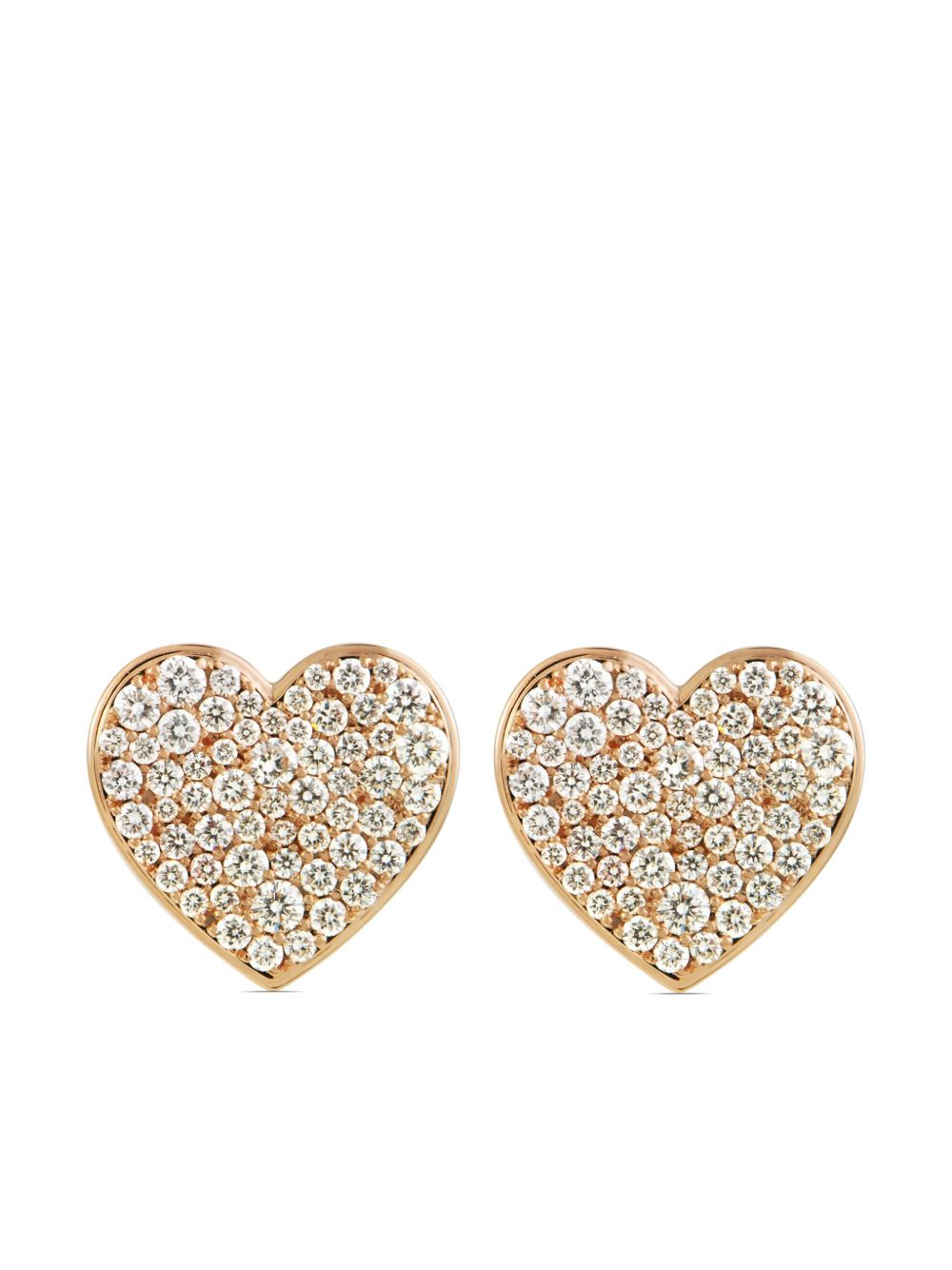 ALINKA 18K玫瑰金 Caviar Heart 钻石耳环 - 金色