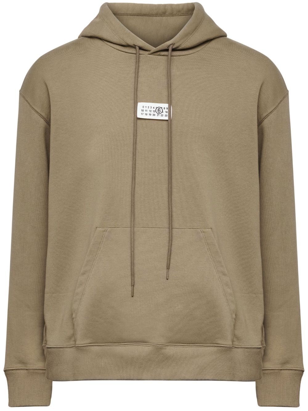 MM6 Maison Margiela 数字贴花抽绳连帽衫 - 褐色