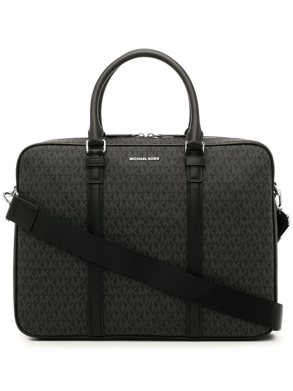 Michael Kors 经典logo印花皮质公文包 - 黑色