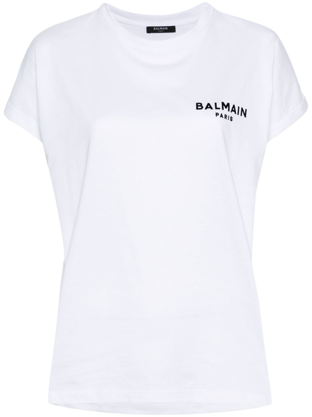 Balmain 植绒logo棉T恤 - 白色