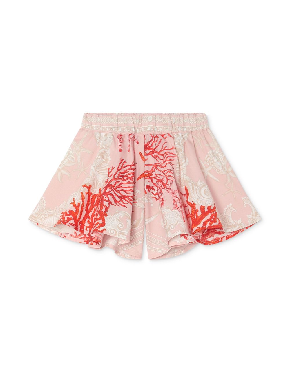 Versace Kids Barocco 印花喇叭短裤 - 粉色