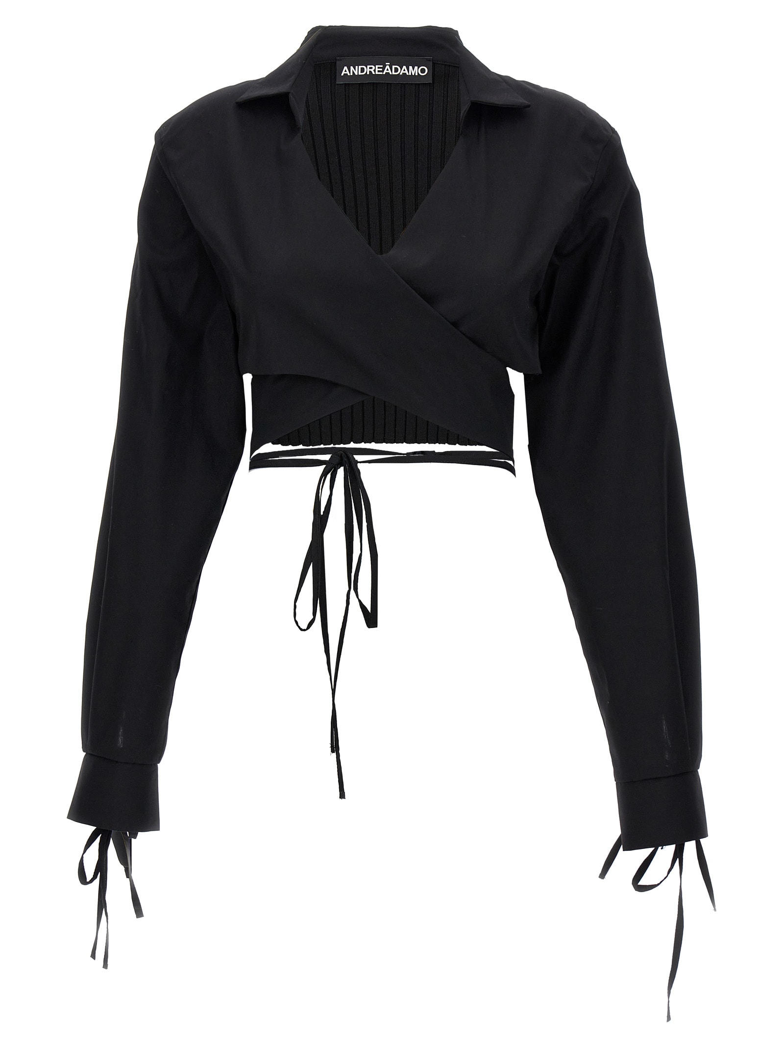 ANDREĀDAMO criss Cross Cropped Shirt