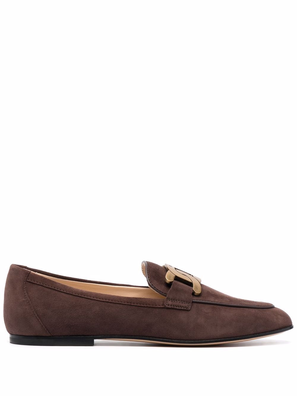 Tod's 托德斯 搭链标牌绒面皮乐福鞋 - 褐色