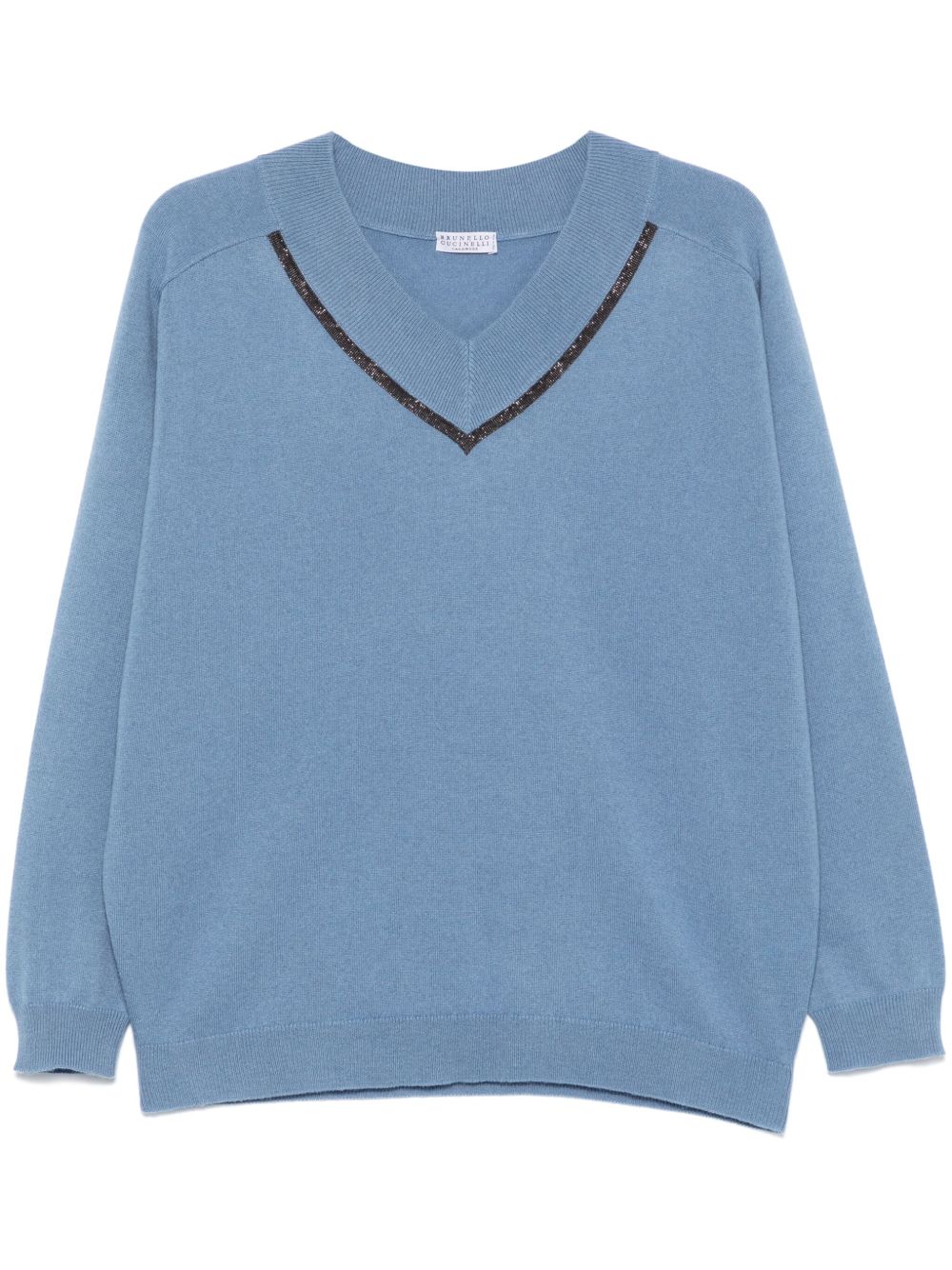 Brunello Cucinelli Monili 珠饰搭链细节毛衣 - 蓝色
