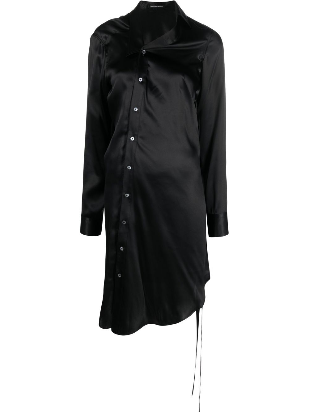 Ann Demeulemeester 不对称真丝衬衫裙 - 黑色