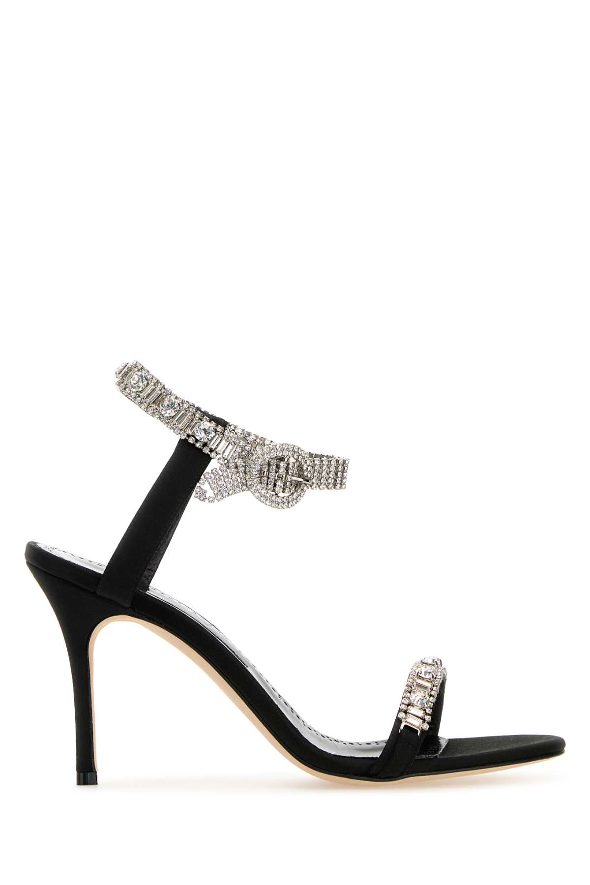 Manolo Blahnik 黑色缎面 Asasan 凉鞋