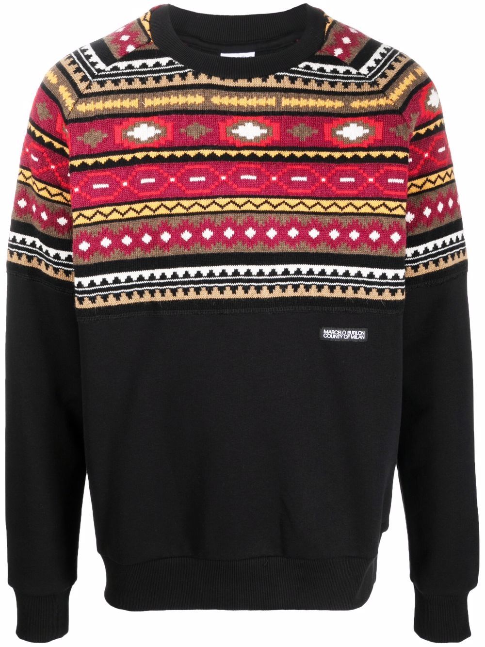 Marcelo Burlon County of Milan 民俗风图案卫衣 - 黑色