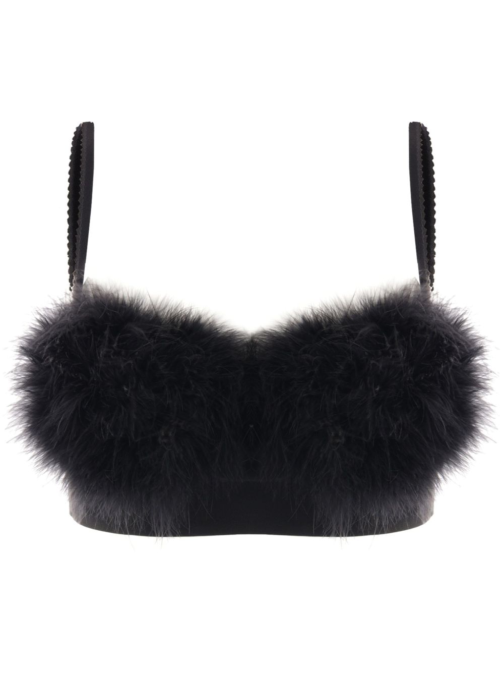Blumarine Marabou 羽毛缀饰平纹针织短款上衣 - 黑色