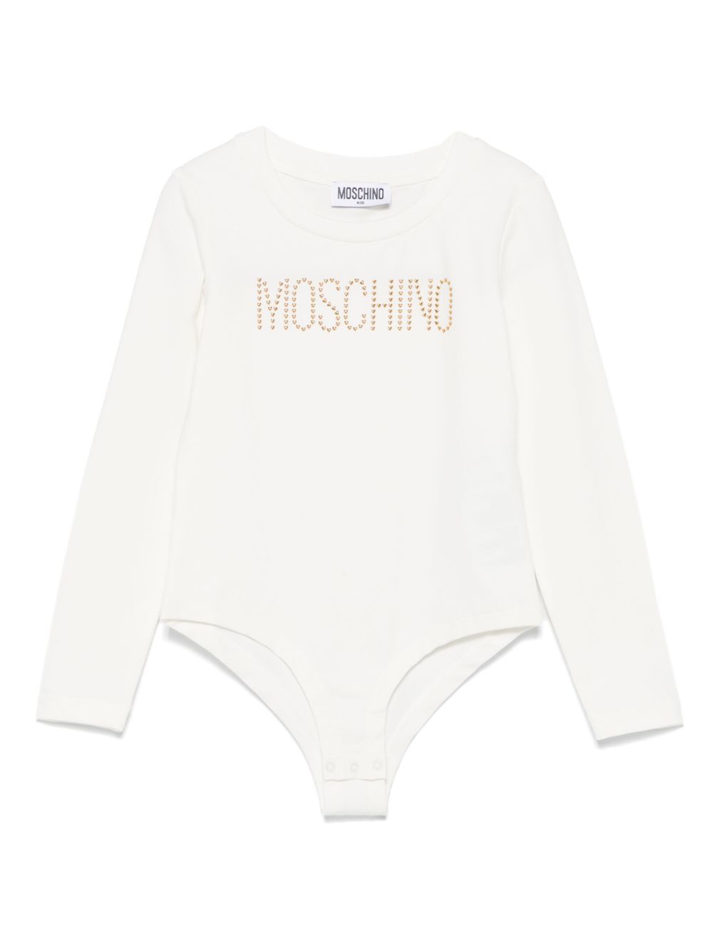 Moschino Kids 铆钉logo连体紧身衣 - 白色