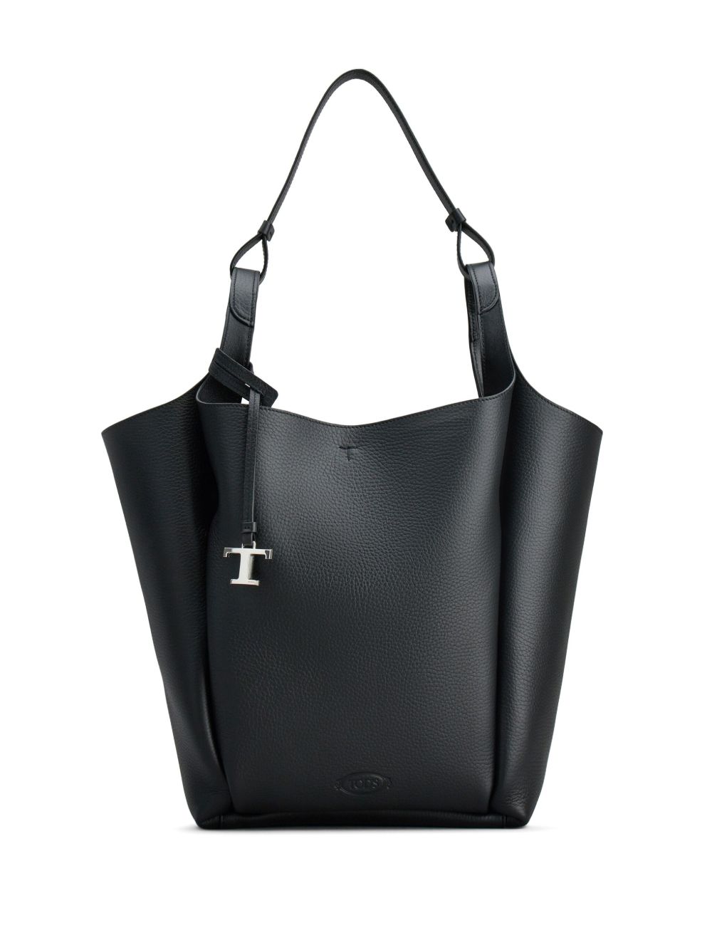 Tod's logo凹面压花皮质托特包 - 黑色