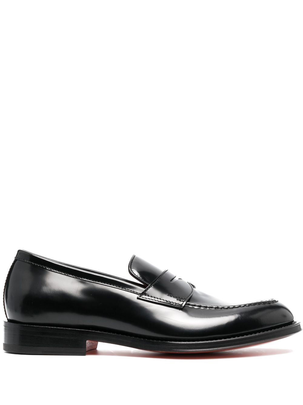 Santoni 杏仁形鞋头乐福鞋 - 黑色