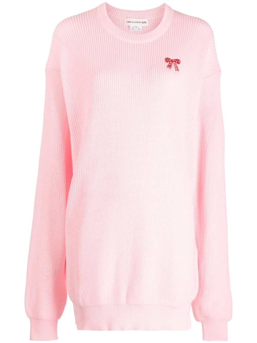 Comme Des Garçons Girl 蝴蝶结刺绣圆领毛衣 - 粉色