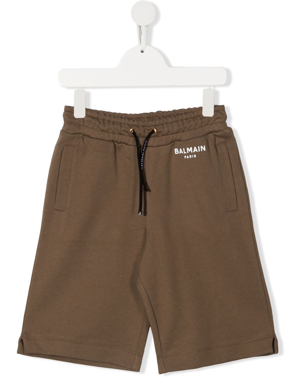 Balmain Kids 巴尔曼 logo印花运动短裤 - 褐色