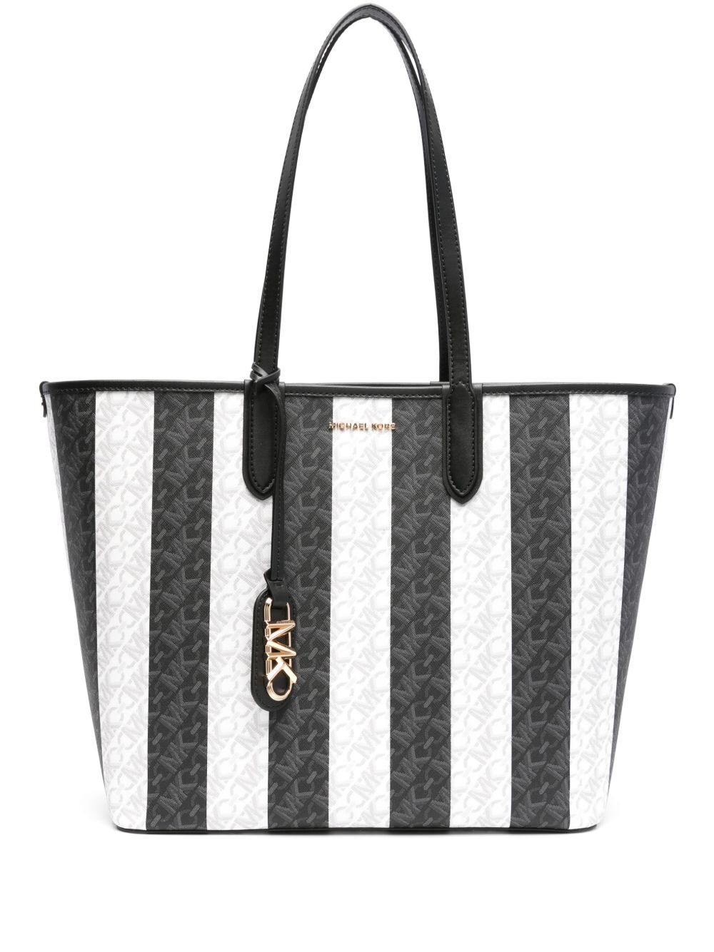 Michael Michael Kors Eliza 条纹大号托特包 - 黑色