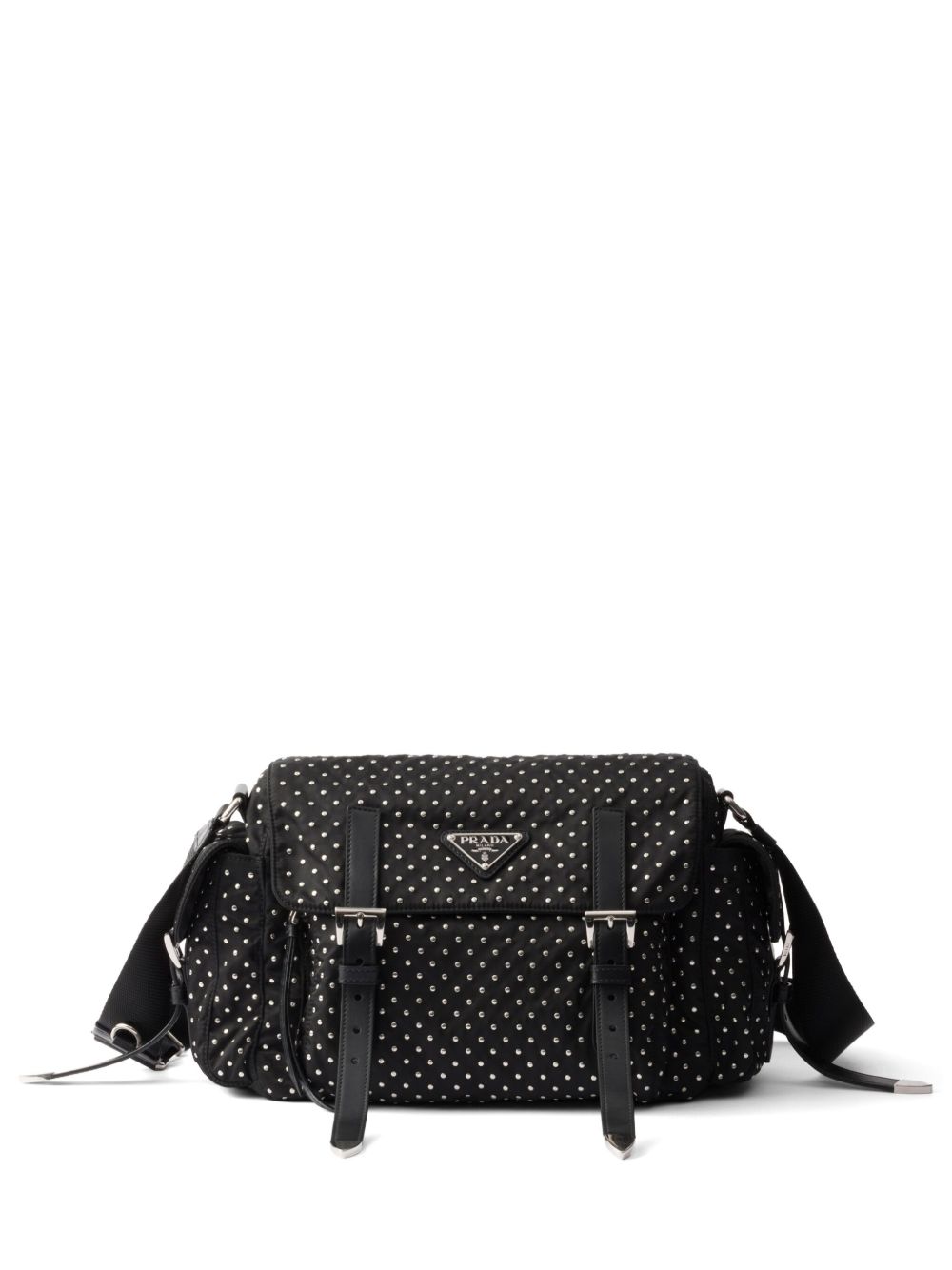 Prada Re-Nylon 铆钉单肩包 - 黑色