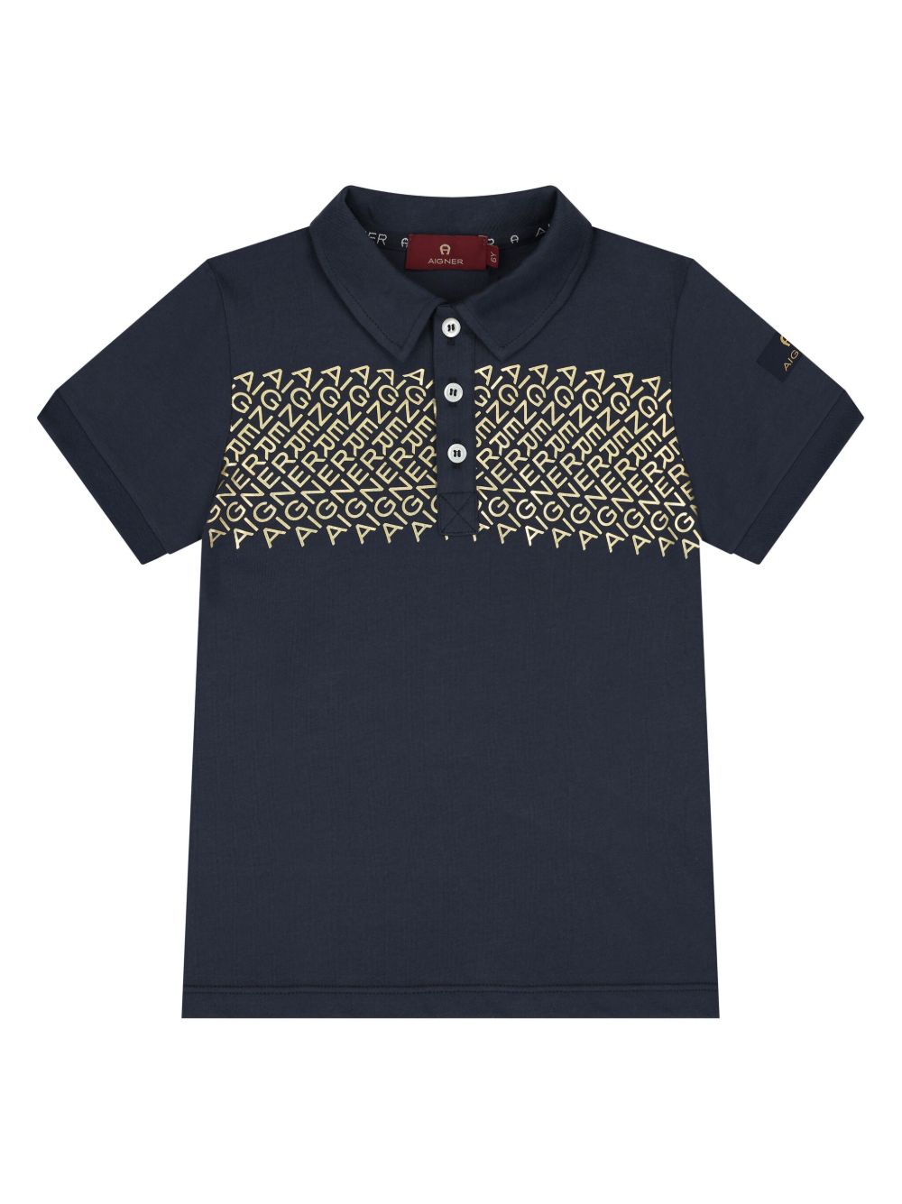 Aigner Kids logo印花polo衫 - 蓝色