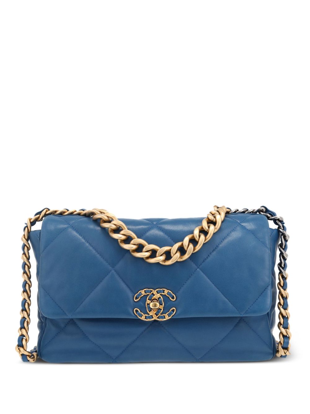CHANEL Pre-Owned Chanel 19 大号单肩包（2021年典藏款） - 蓝色