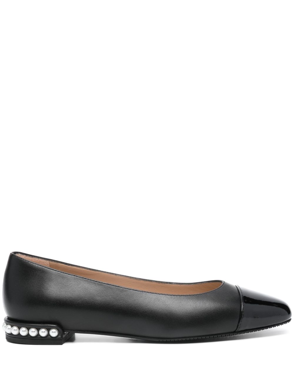 Stuart Weitzman Pearl Flat 皮质芭蕾平底鞋 - 黑色