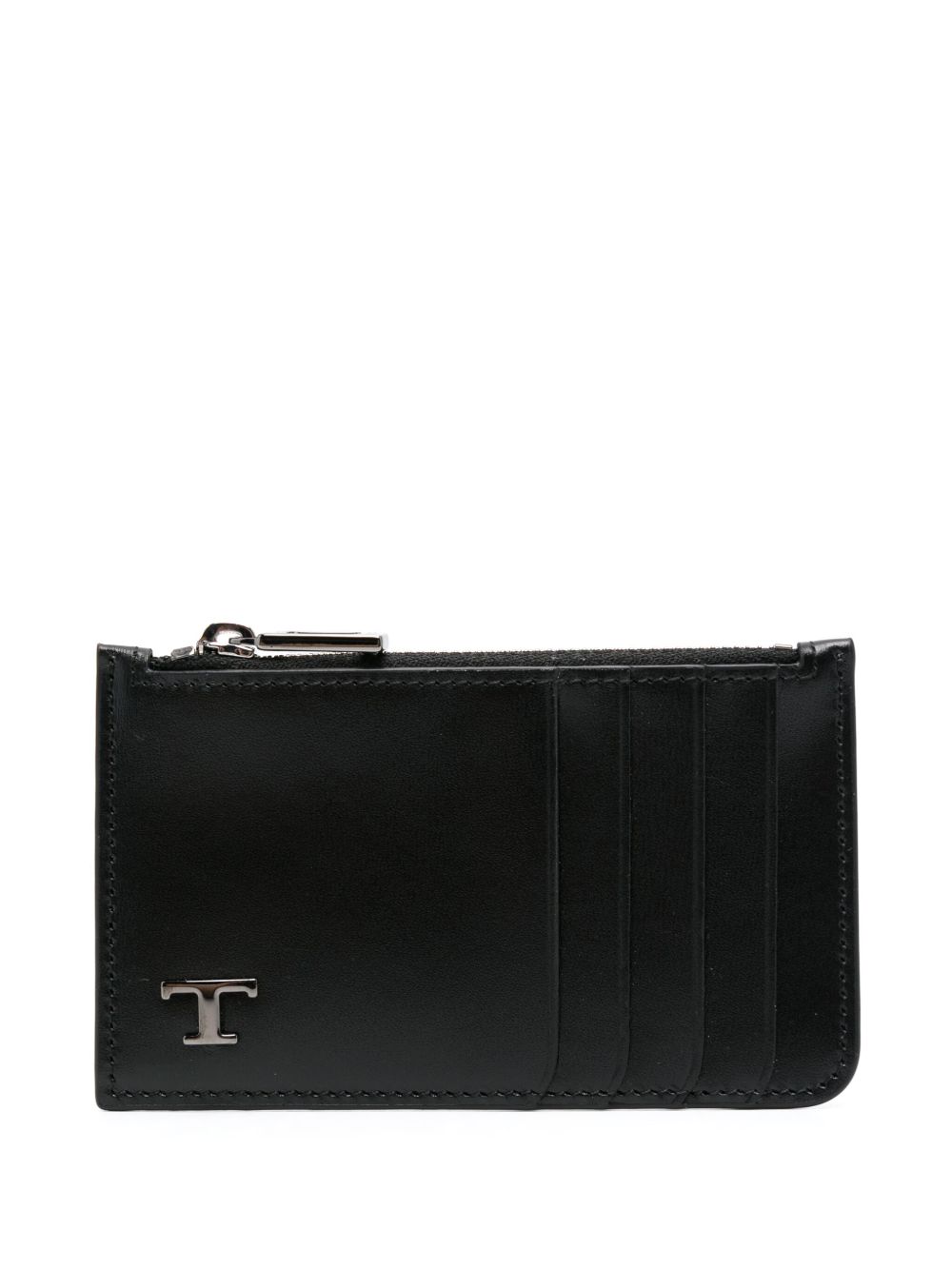Tod's logo标牌皮质钱包 - 黑色