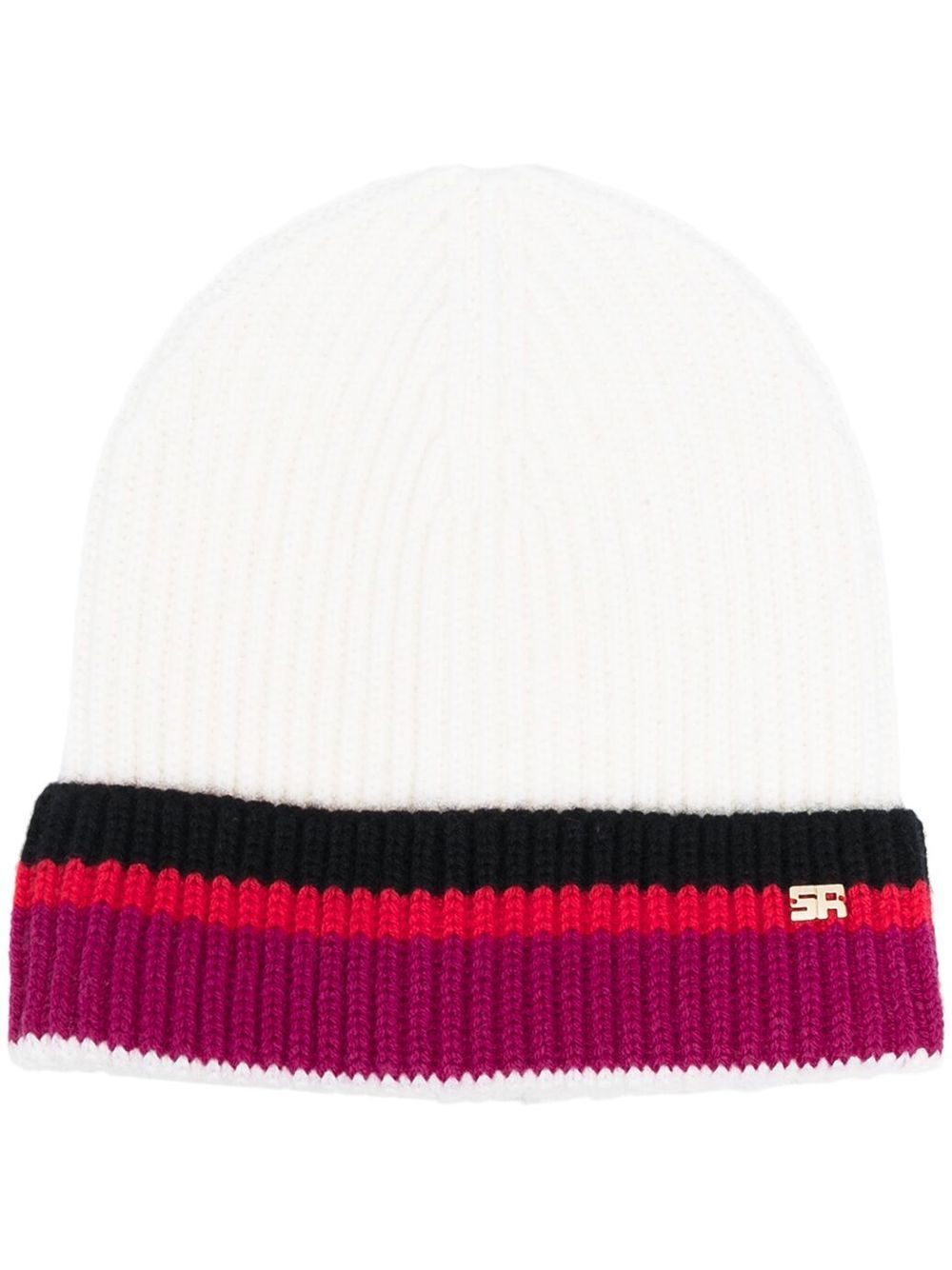 Sonia Rykiel logo标牌罗纹针织套头帽 - 中性色