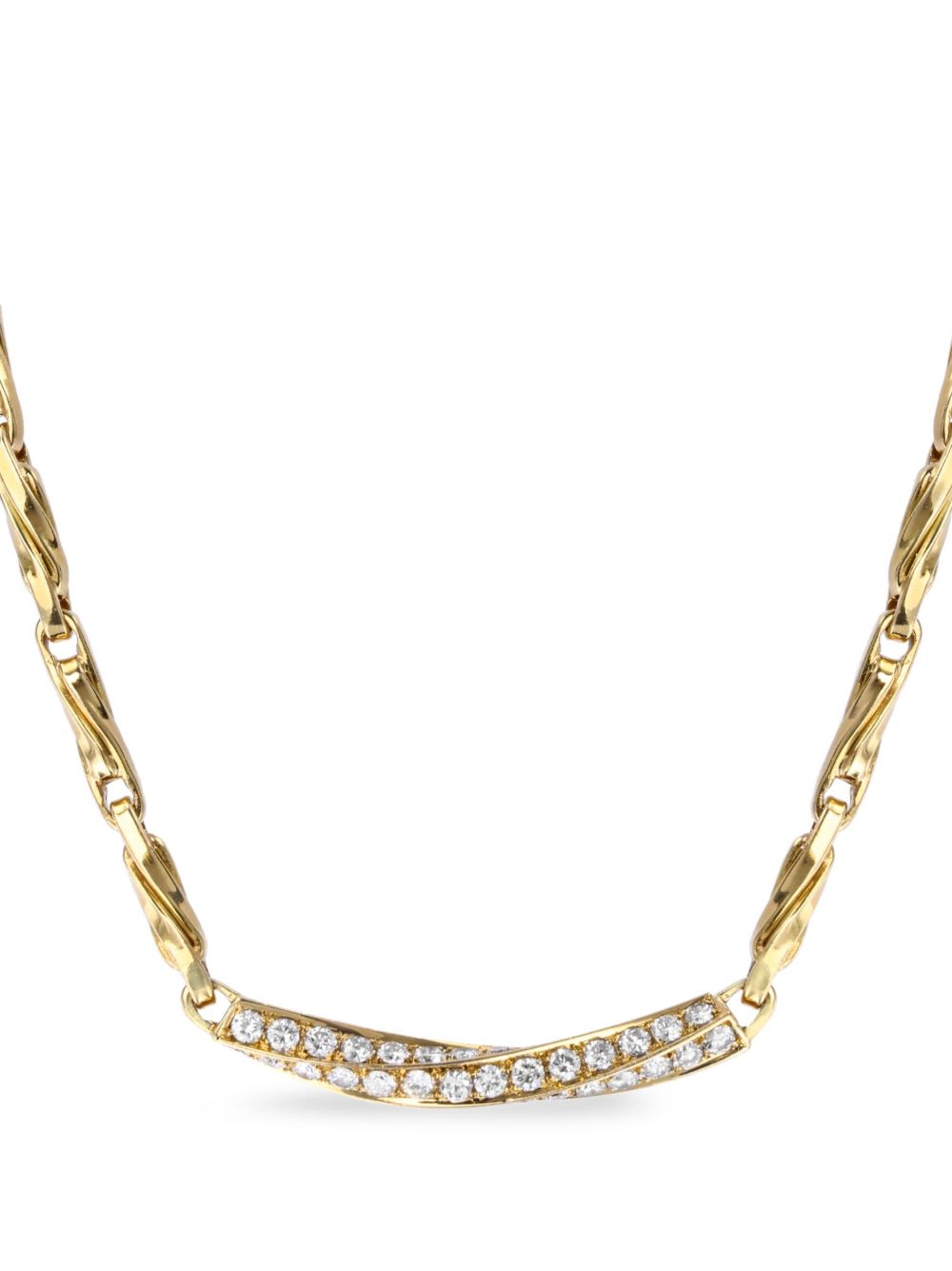 Bvlgari Pre-Owned Fancy Twisted Link 18K黄金钻石项链（1980年代典藏款） - 金色