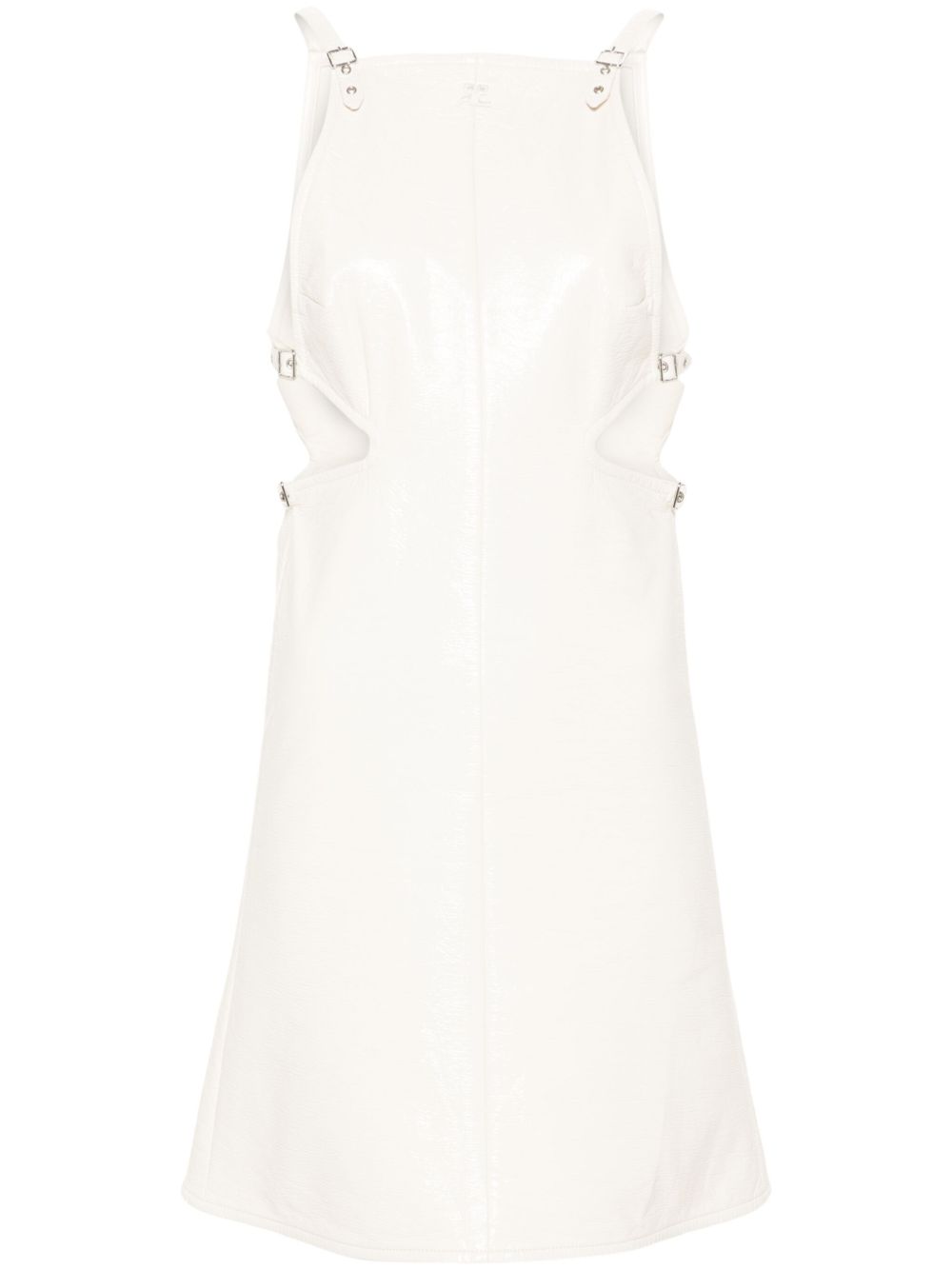 Courrèges Slash Buckle 无袖迷你连衣裙 - 白色