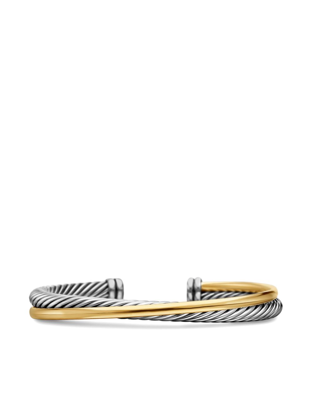 David Yurman 18K黄金纯银 Crossover Two Row 手镯 - 银色