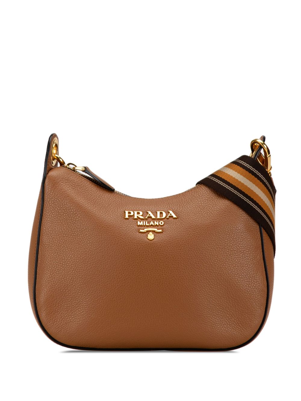 Prada Pre-Owned Vitello Phenix 斜挎包（2000年代典藏款） - 褐色