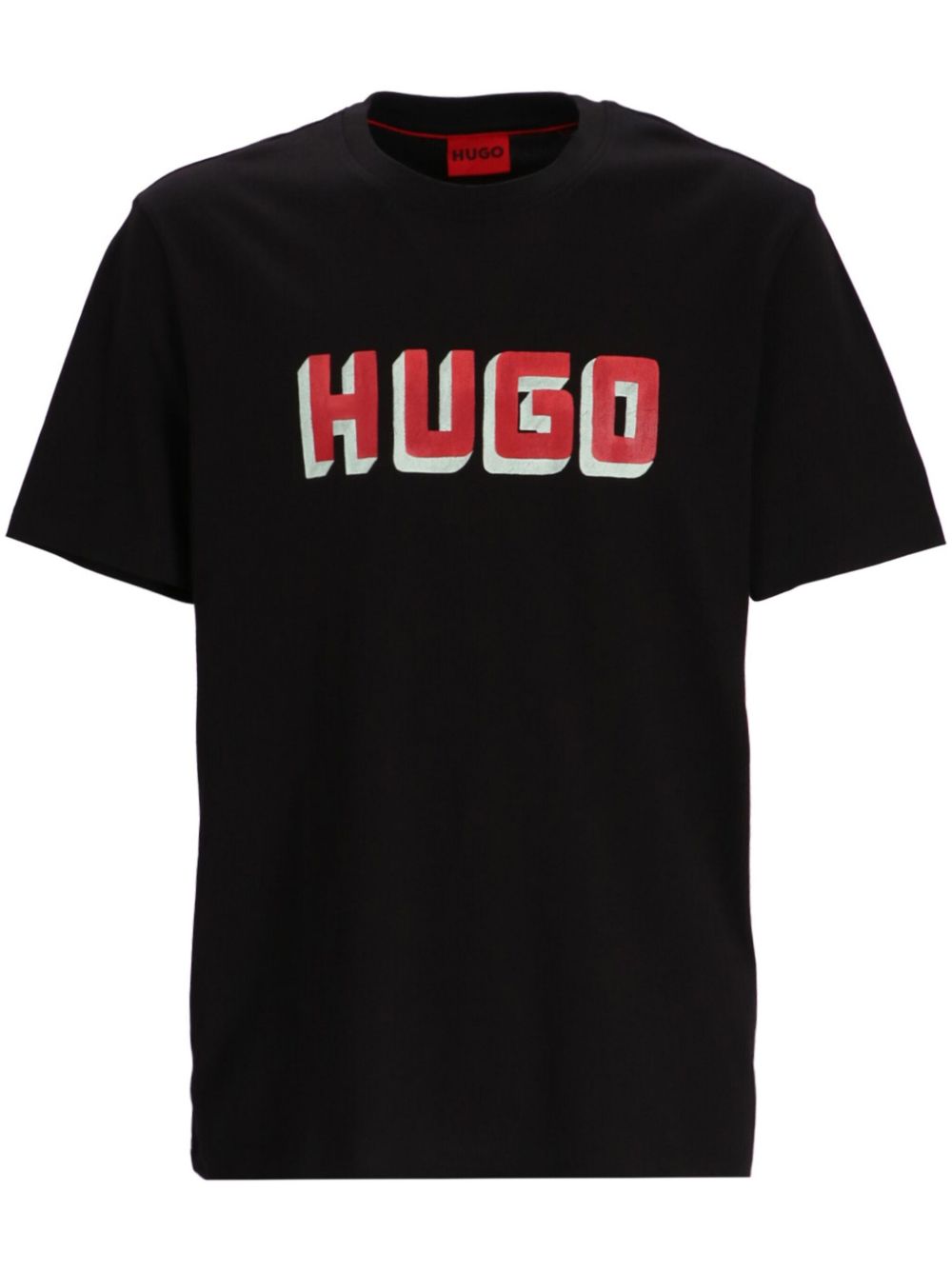 HUGO logo印花棉T恤 - 黑色