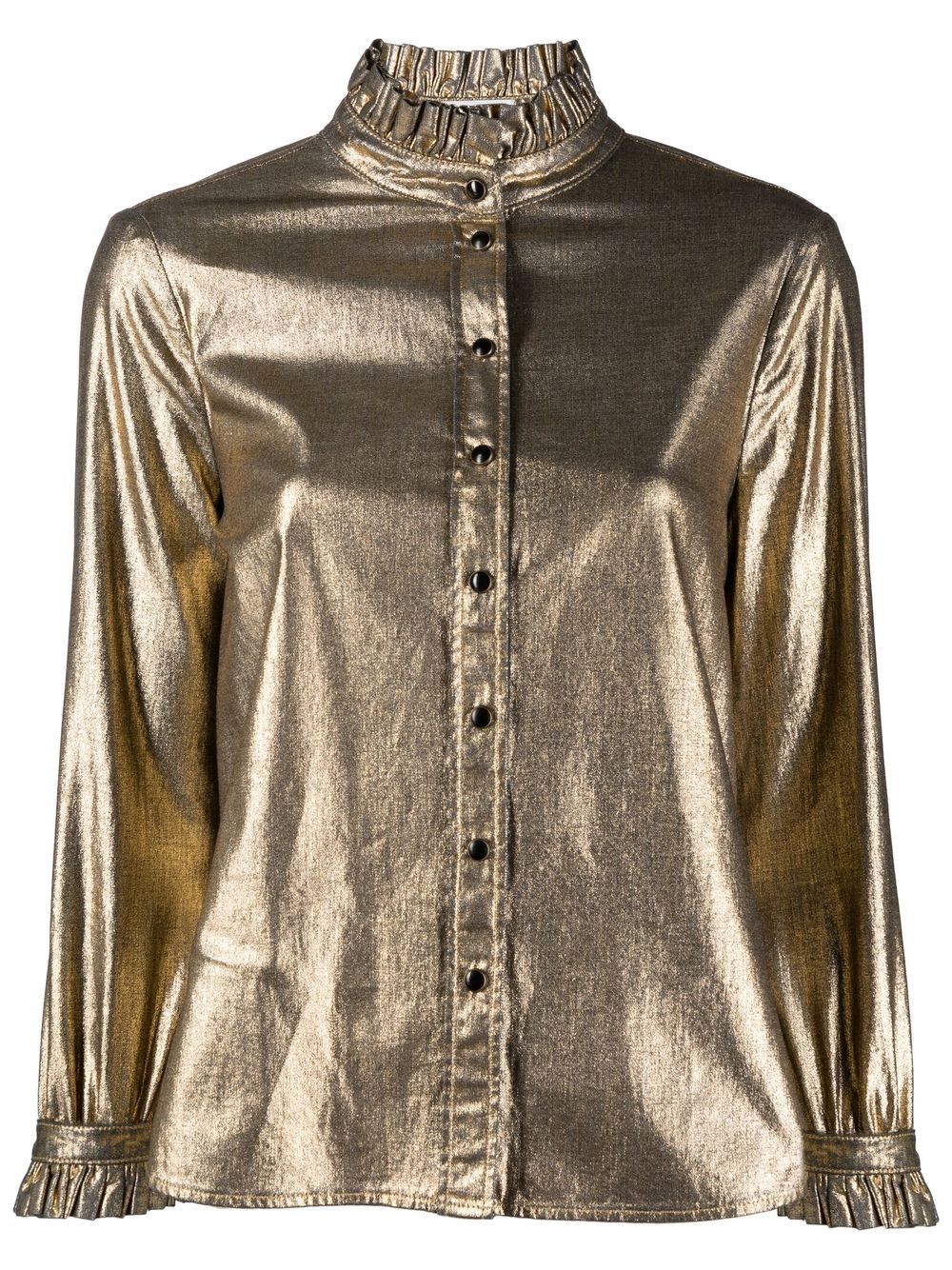 Saint Laurent 圣罗兰 荷叶领金属感罩衫 - 黄色