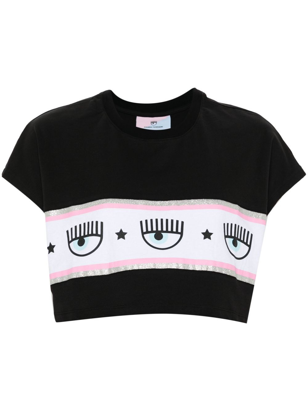 Chiara Ferragni Maxi Logomania 印花短款T恤 - 黑色