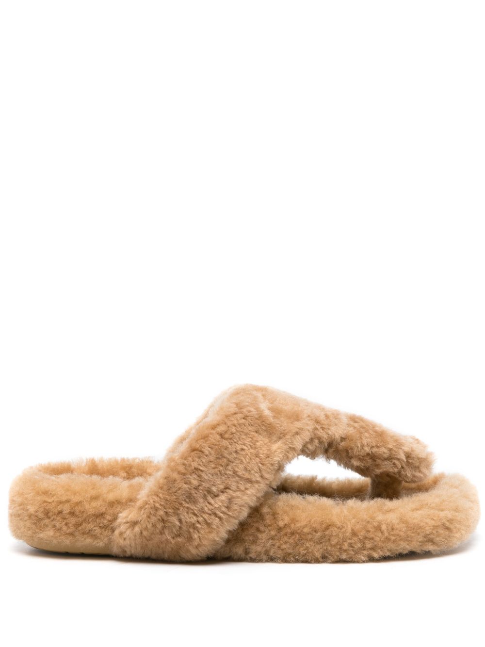 LOEWE Ease Toe 钉扣皮毛一体凉鞋 - 中性色