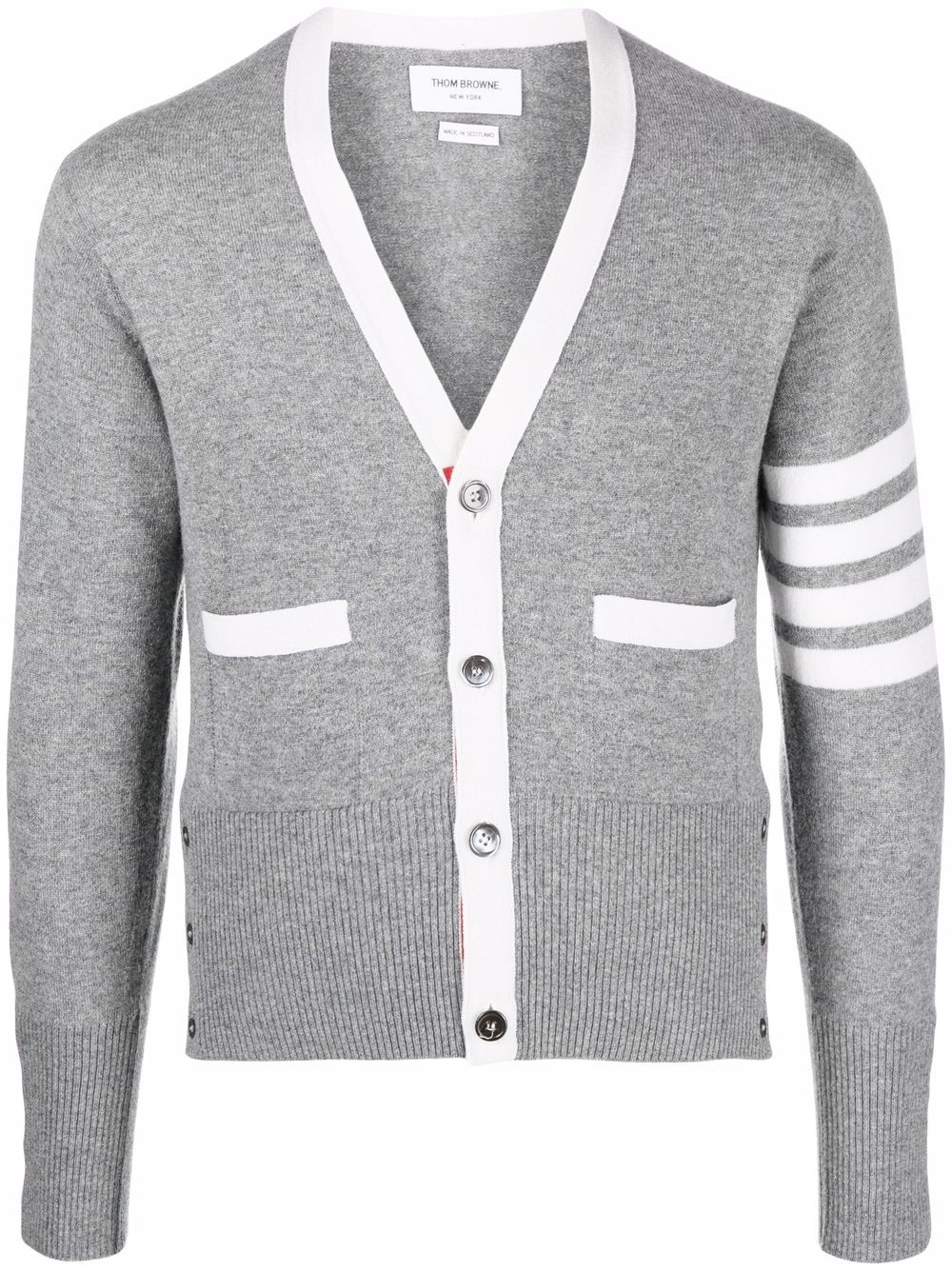 Thom Browne 四条纹针织开衫 - 灰色