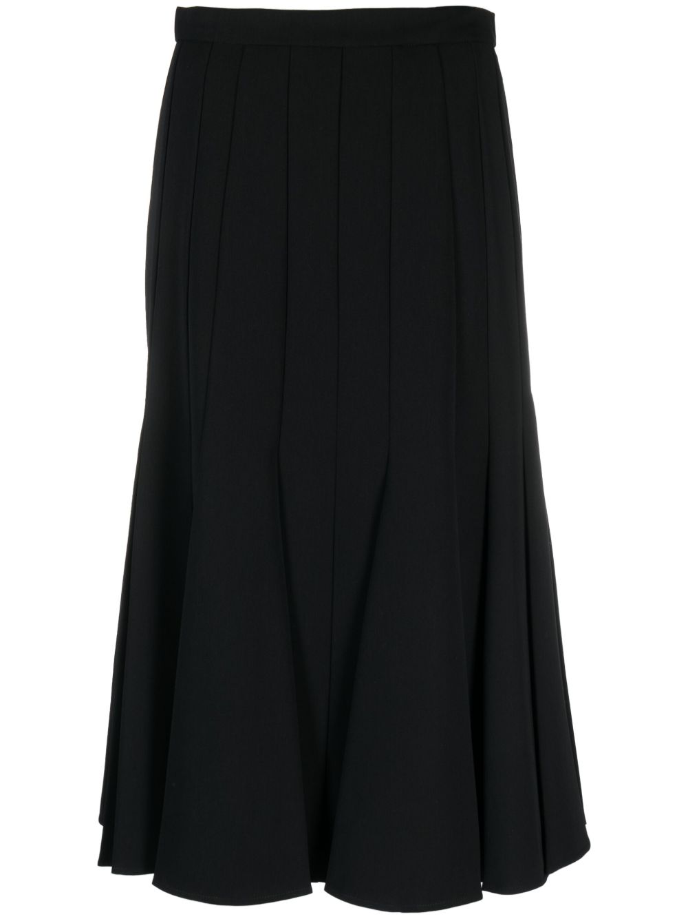 Ermanno Scervino 高腰褶饰中长半身裙 - 黑色