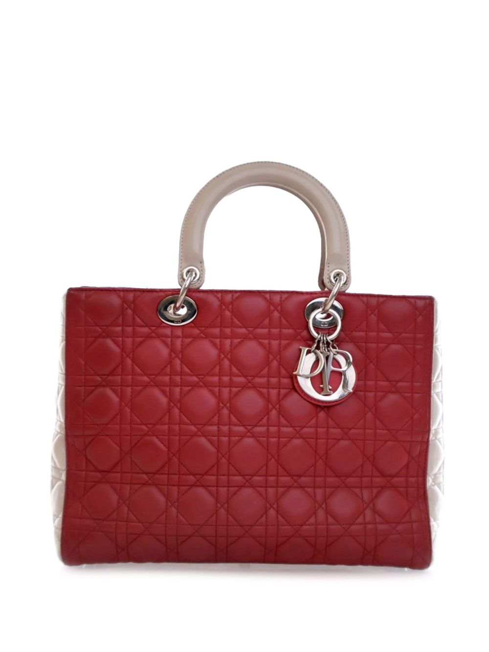 Christian Dior Pre-Owned Cannage Lady Dior 大号双色小羊皮斜挎包（2013年典藏款） - 红色
