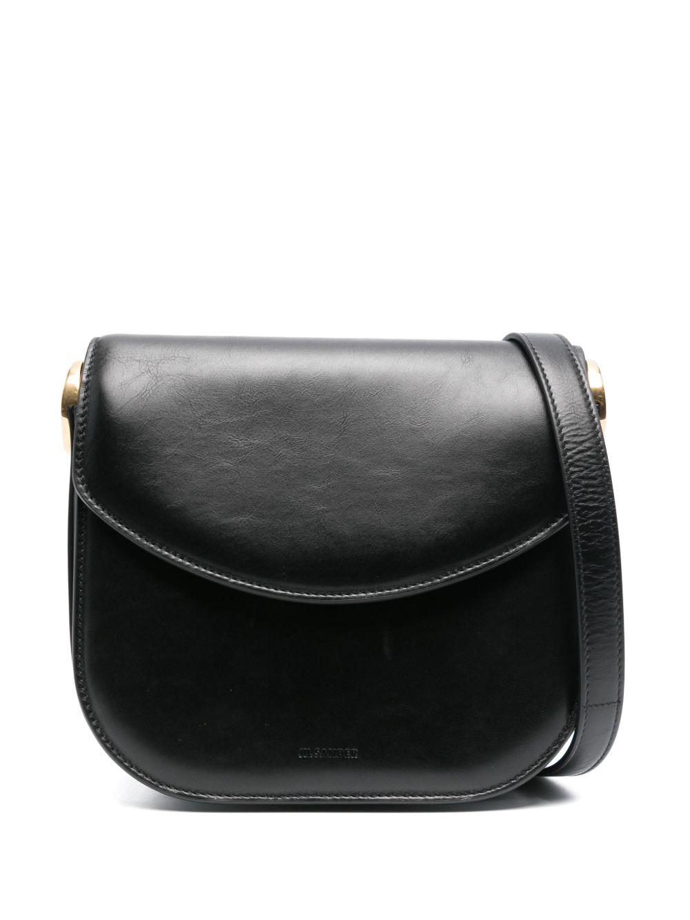 Jil Sander Coin 中号皮质斜挎包 - 黑色